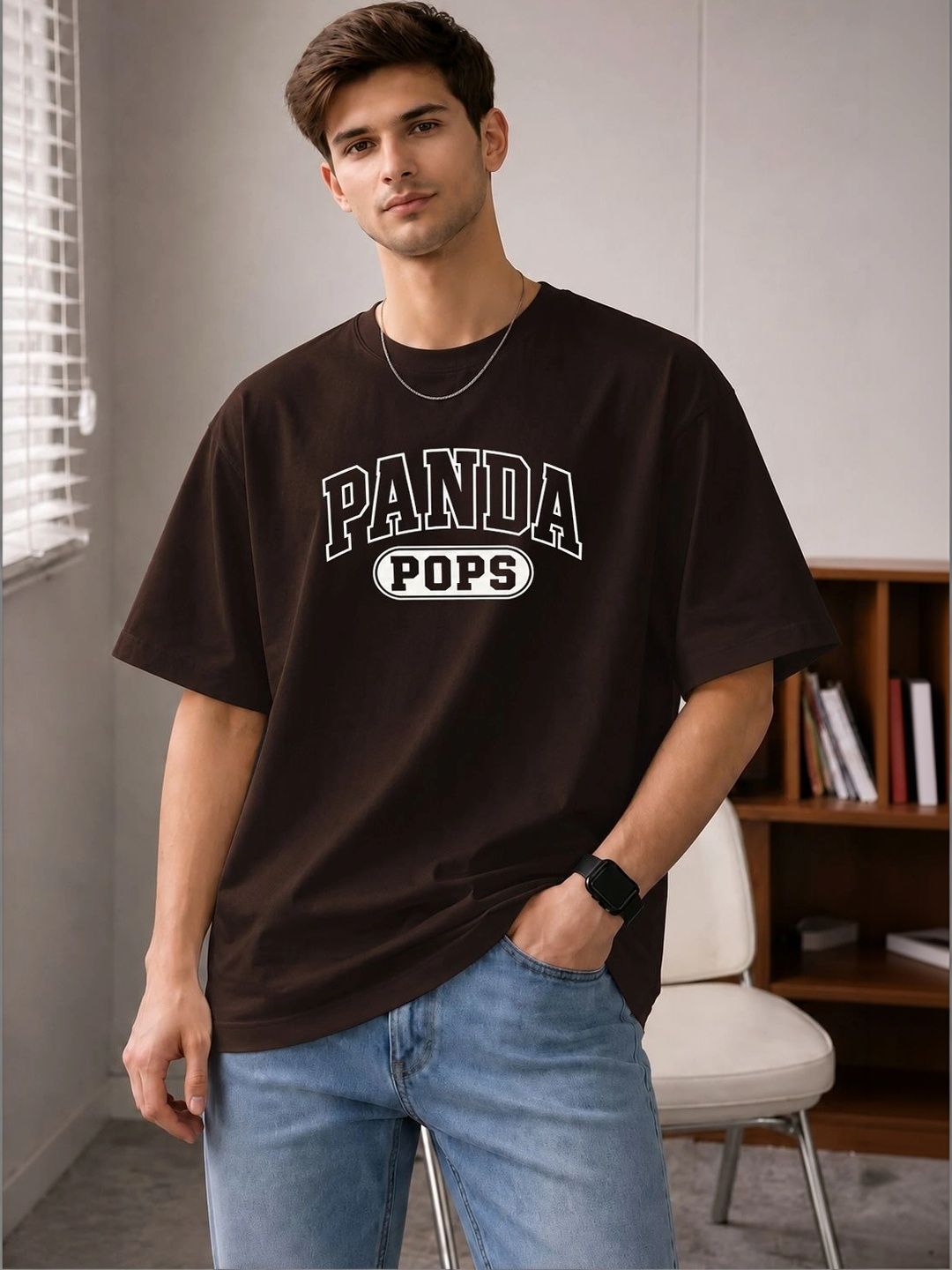 PANDA POPS Men Typography Printed Drop-Shoulder Sleeves T-shirt-picture-28