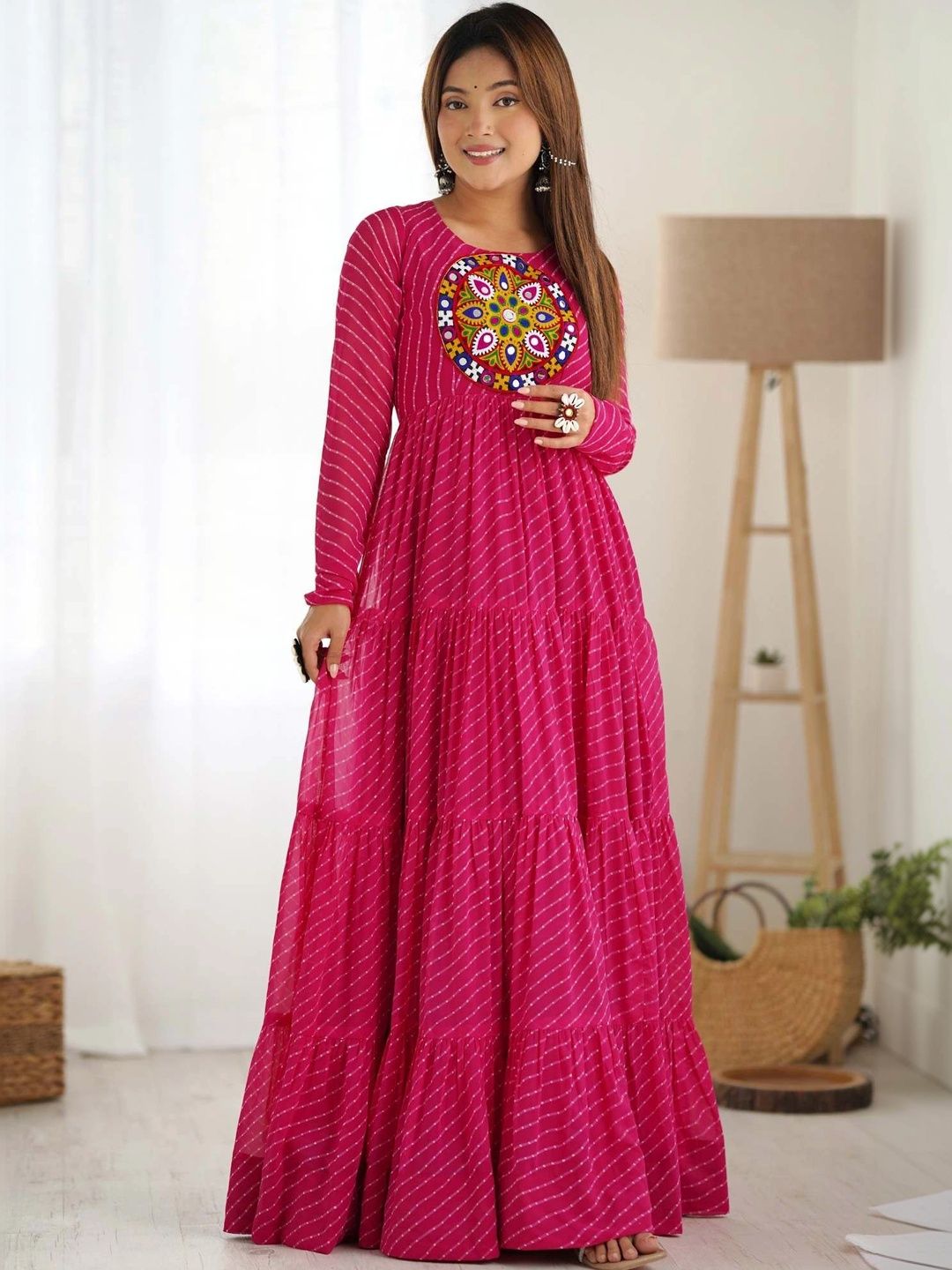 SAJANRE Striped Georgette Maxi Dress-picture-46