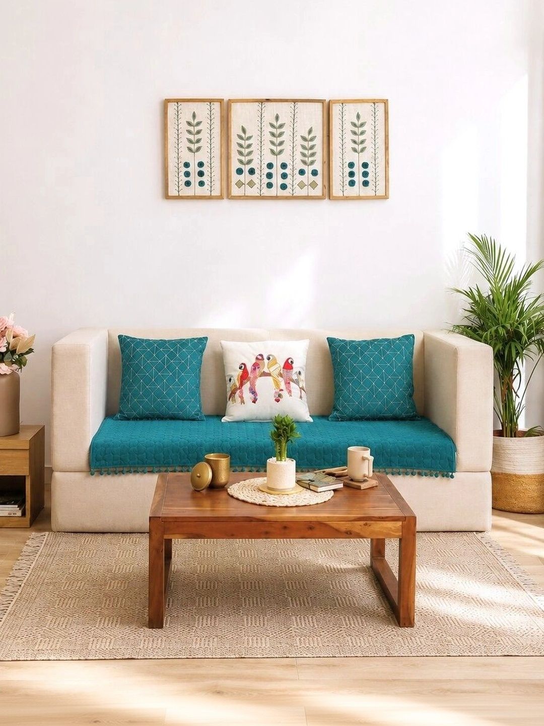 eyda Green 4 Piece Sofa Cover Without Arms-picture-25