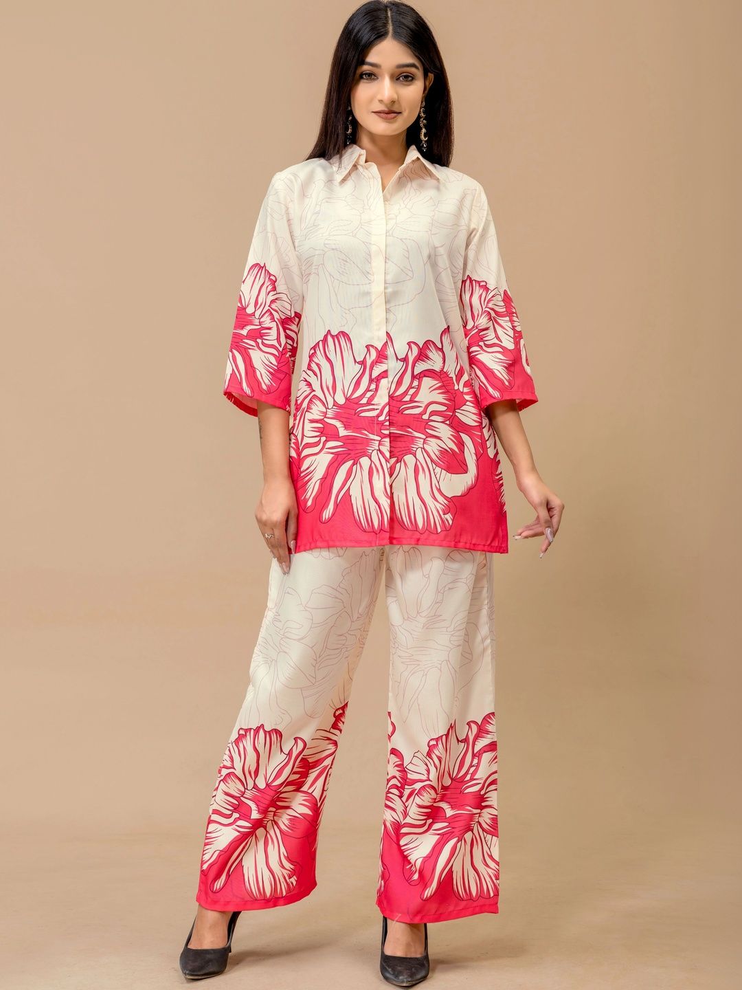MANVAA Women Floral Printed Regular Pure Cotton Top with Palazzos-picture-14