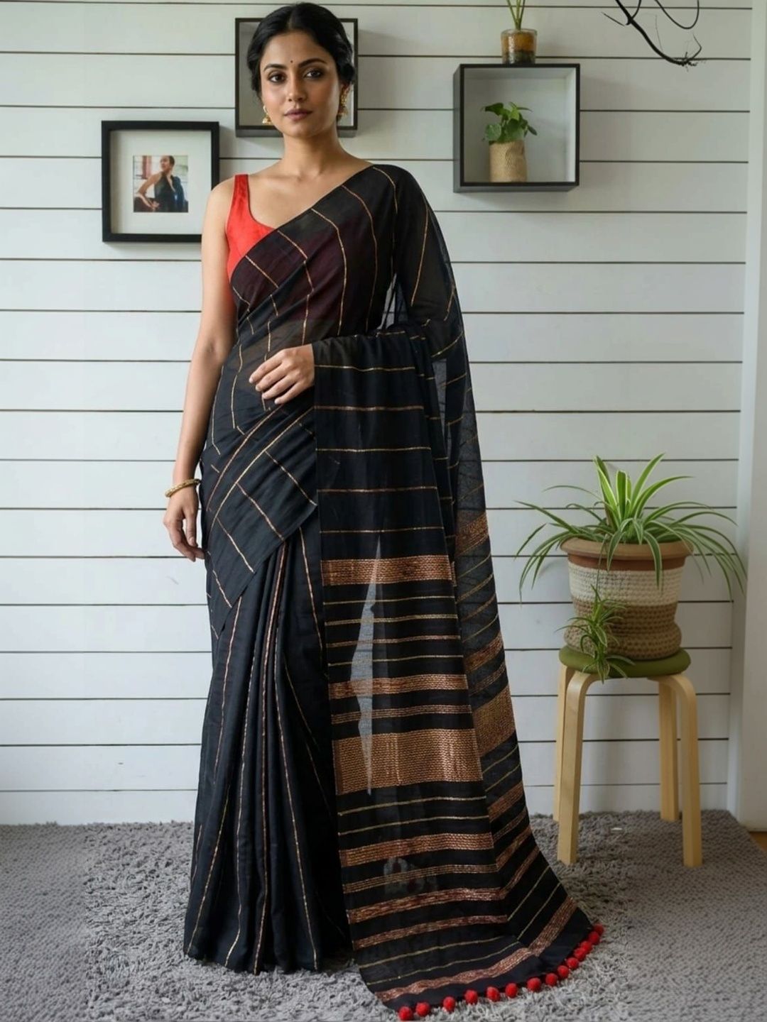 KALINI Striped Pure Cotton Khadi Saree-picture-30