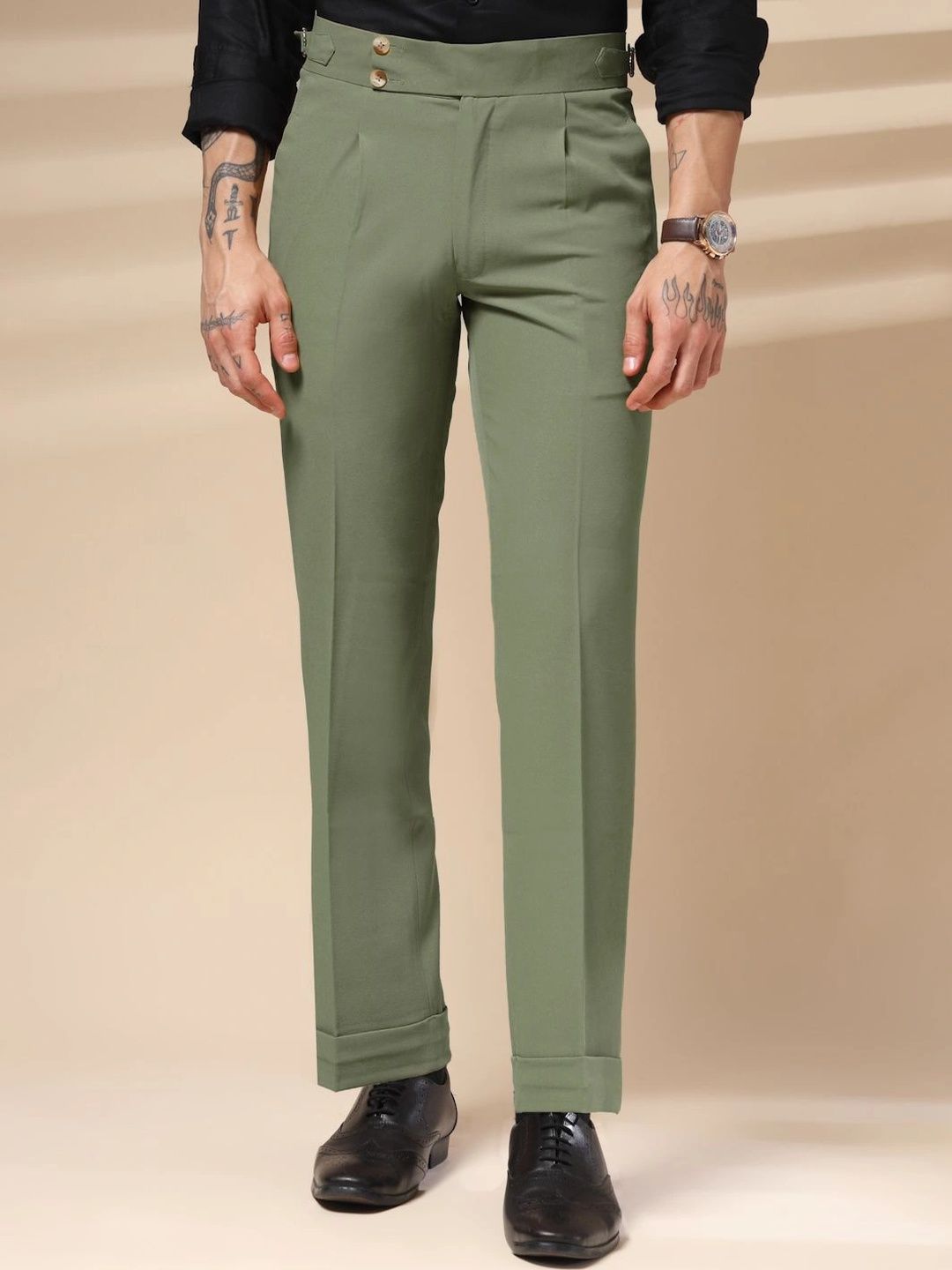 Italian Vega Men High-Rise Wrinkle Free Pleated Trousers-picture-10