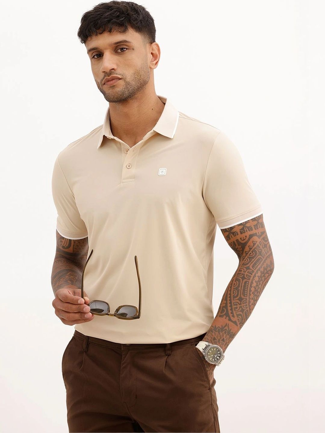 WROGN Men Brand Logo Polo Collar Slim Fit T-shirt-picture-16