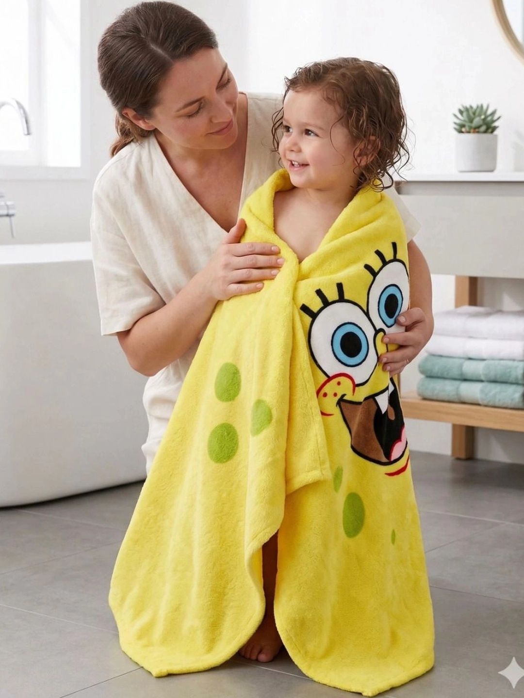 Weftora Yellow 1 Printed Cotton 380 GSM Bath Towel-picture-55