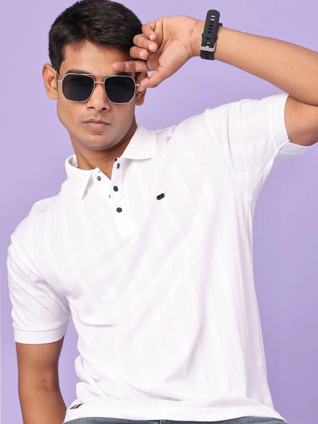 V-Mart Men Striped Polo Collar Slim Fit T-shirt-picture-49
