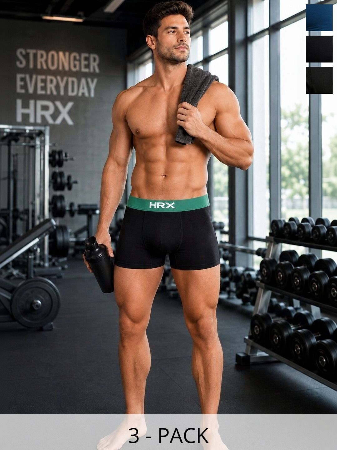 HRX by Hrithik Roshan Pack of 3 Cotton Blend Assorted Solid Trunks-picture-21