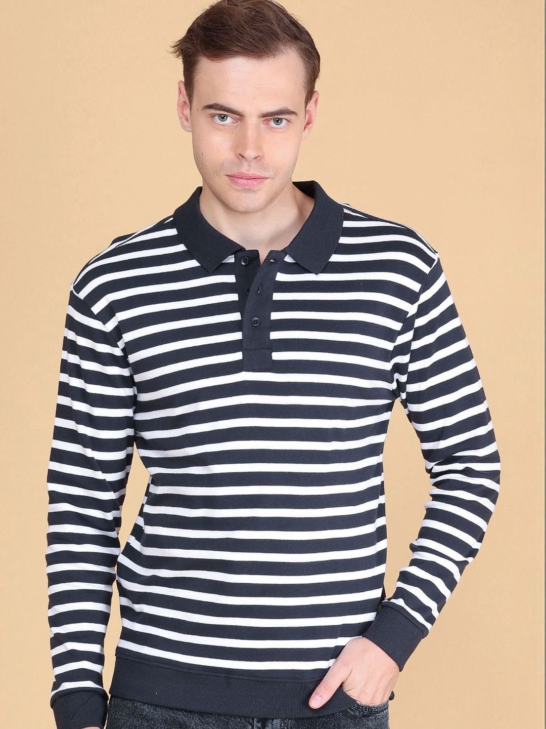 V-Mart Men Striped Polo Collar T-shirt-picture-36