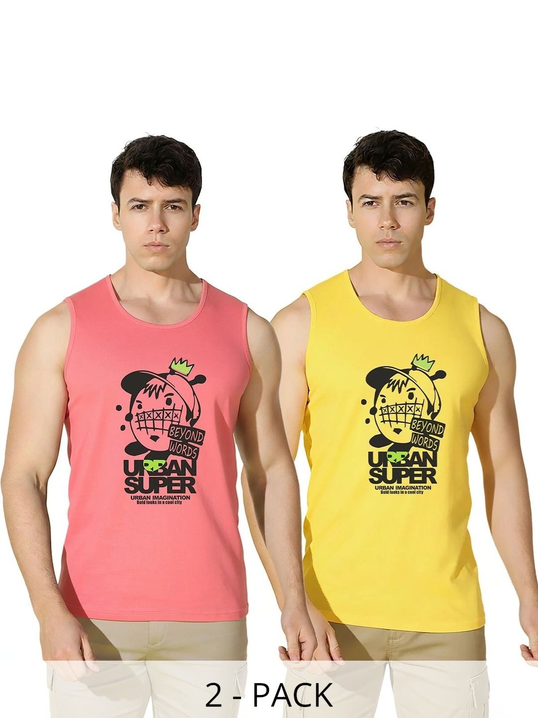 MINISTRY OF FRIENDS Pack of 2 Printed Cotton Tank-picture-27