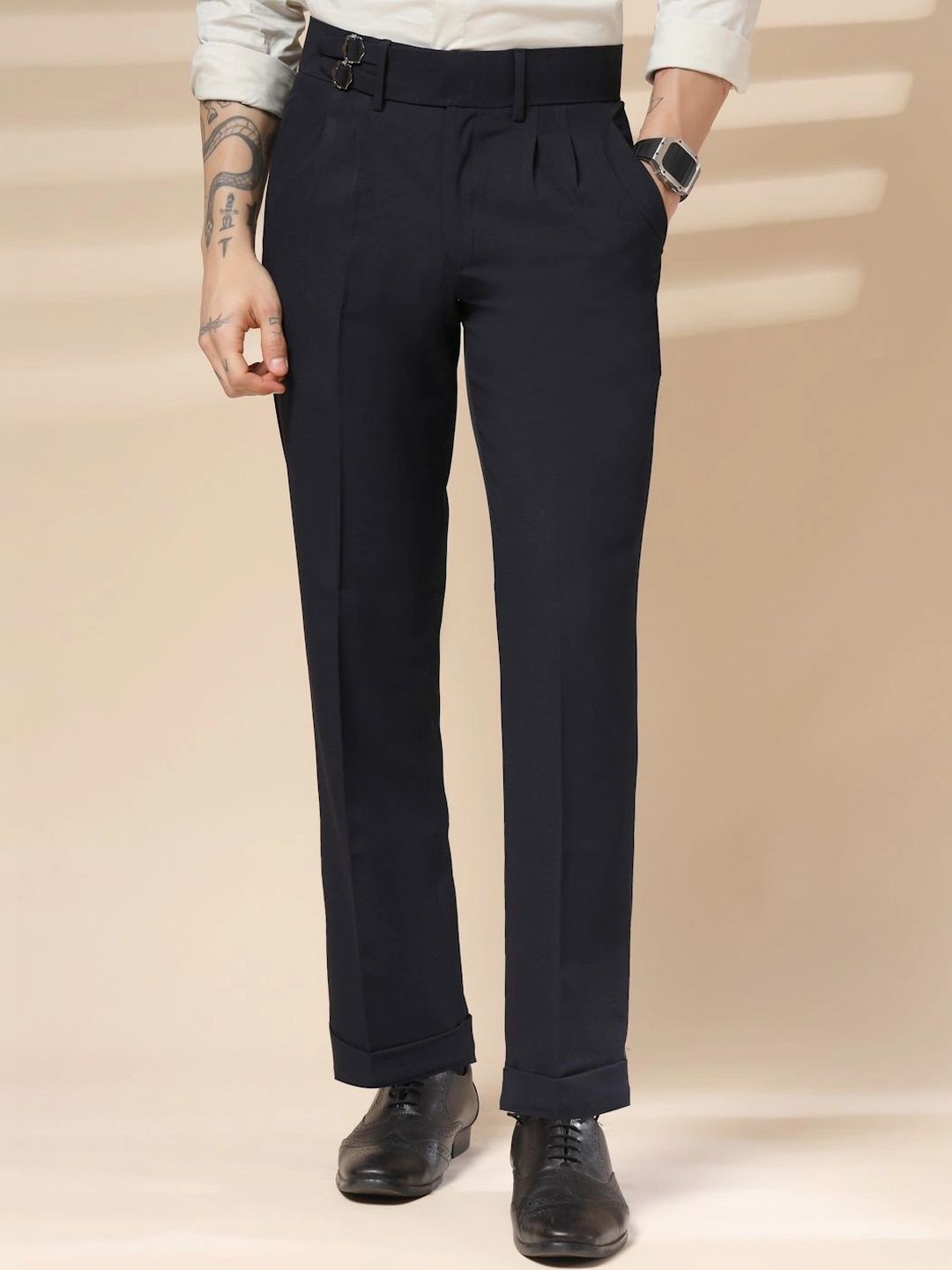 Italian Vega Men High-Rise Wrinkle Free Pleated Trousers-picture-18