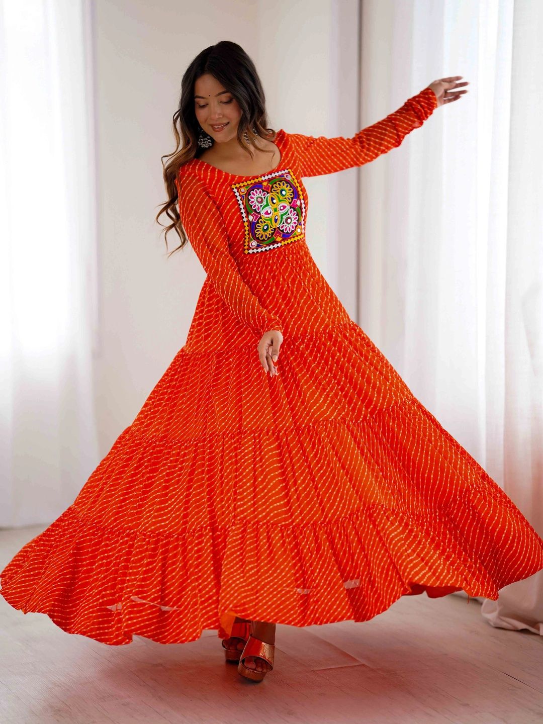 all about you Ethnic Motifs Print Georgette Maxi Dress-picture-29