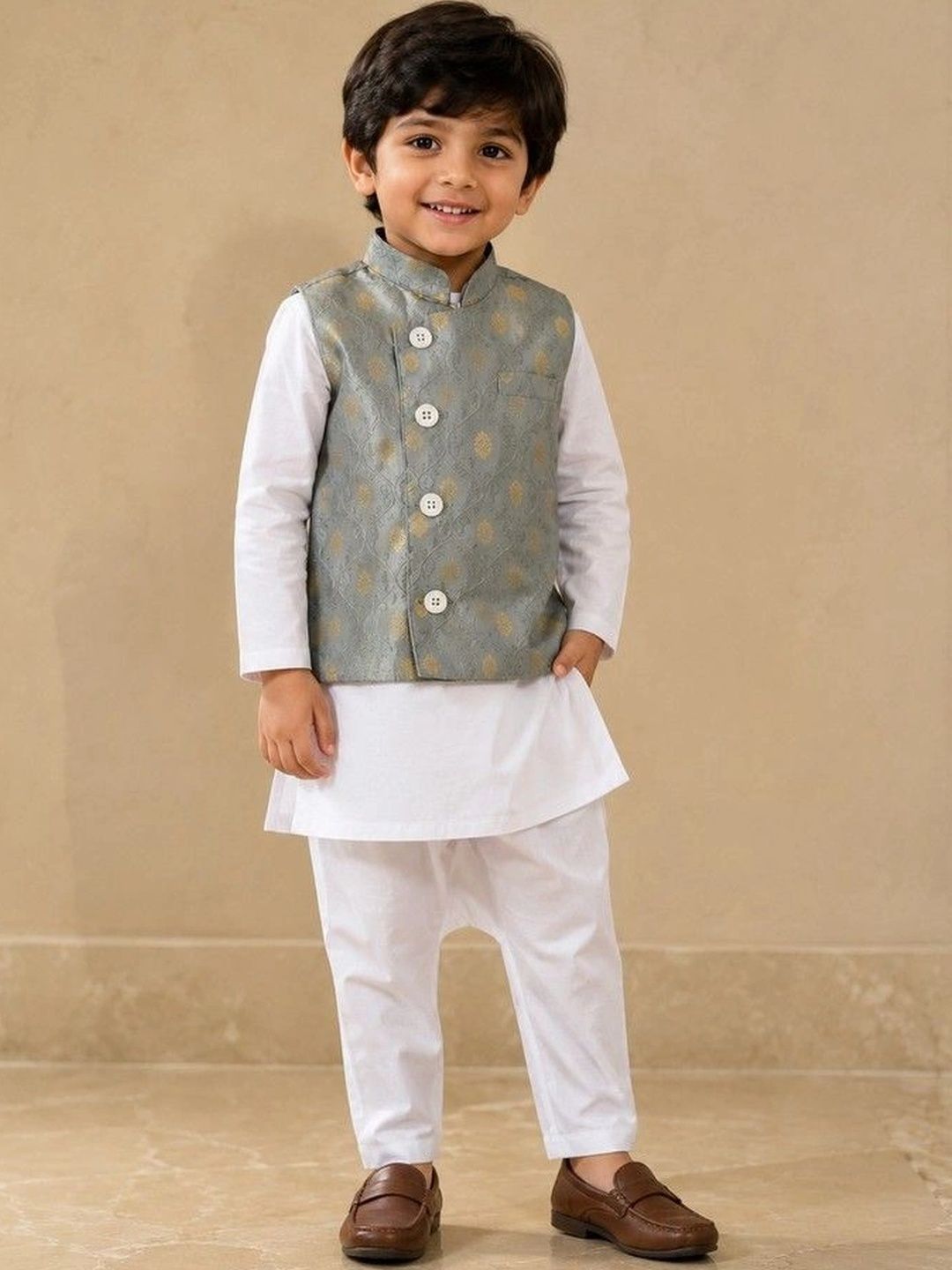 KALINI Boys Regular Pure Cotton Kurta with Pyjamas-picture-11