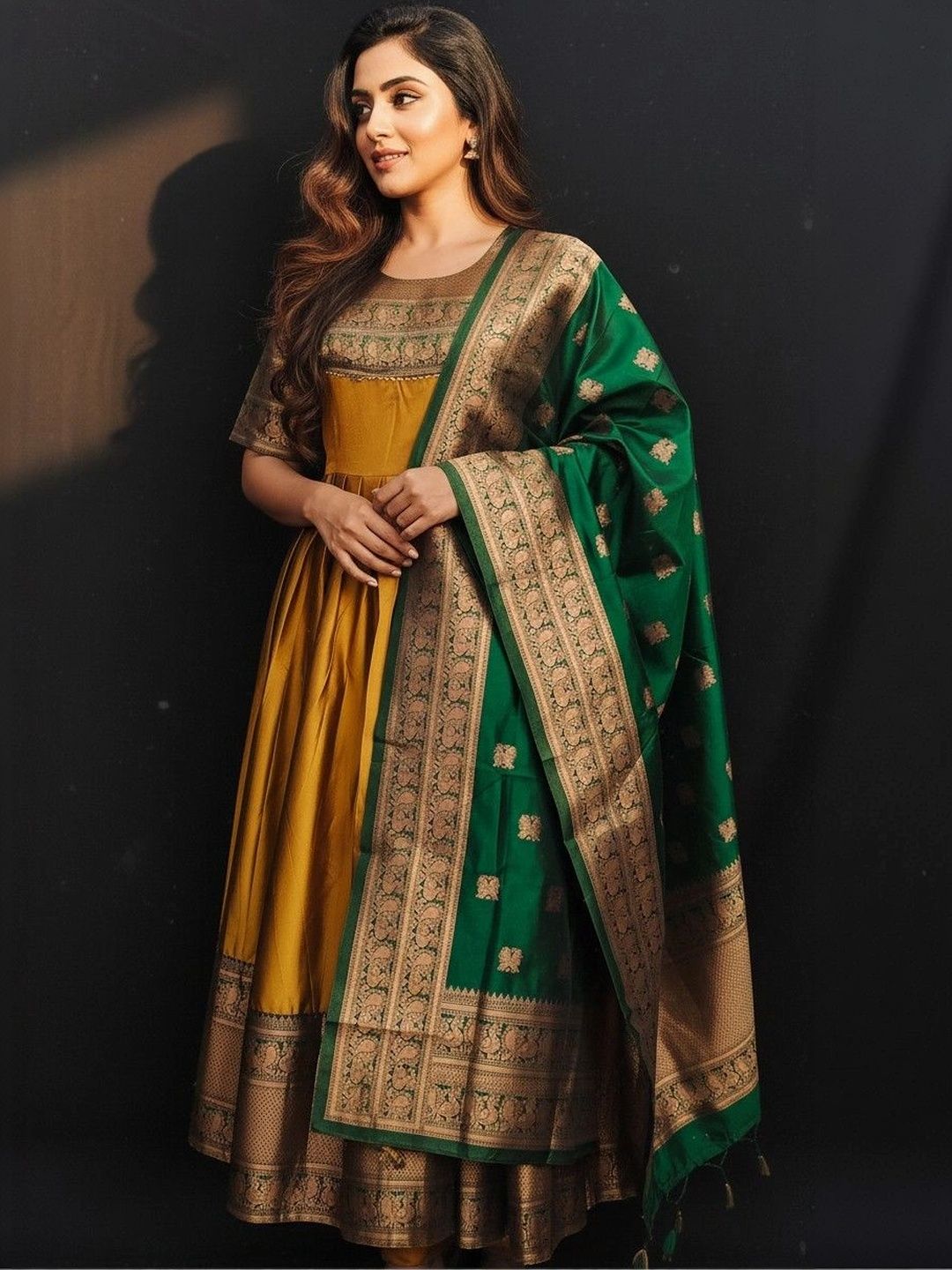 Kinjhit Fashion Printed Round Neck Gown Ethnic Dresses-picture-26