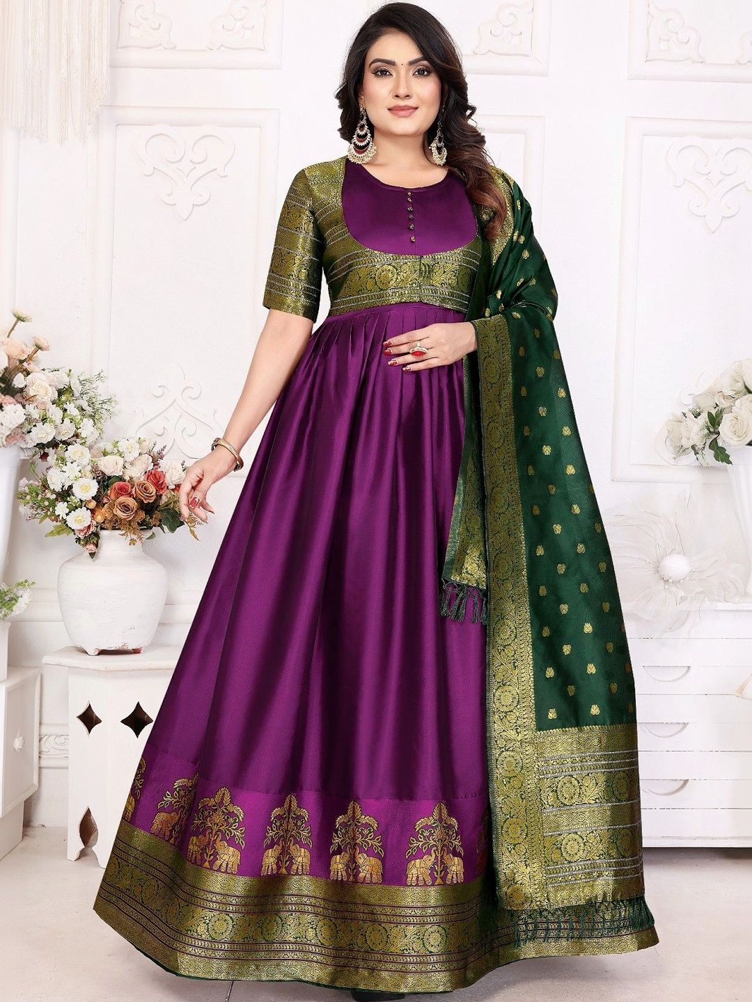 Kinjhit Fashion Woven Design A-Line Ethnic Dresses-picture-35