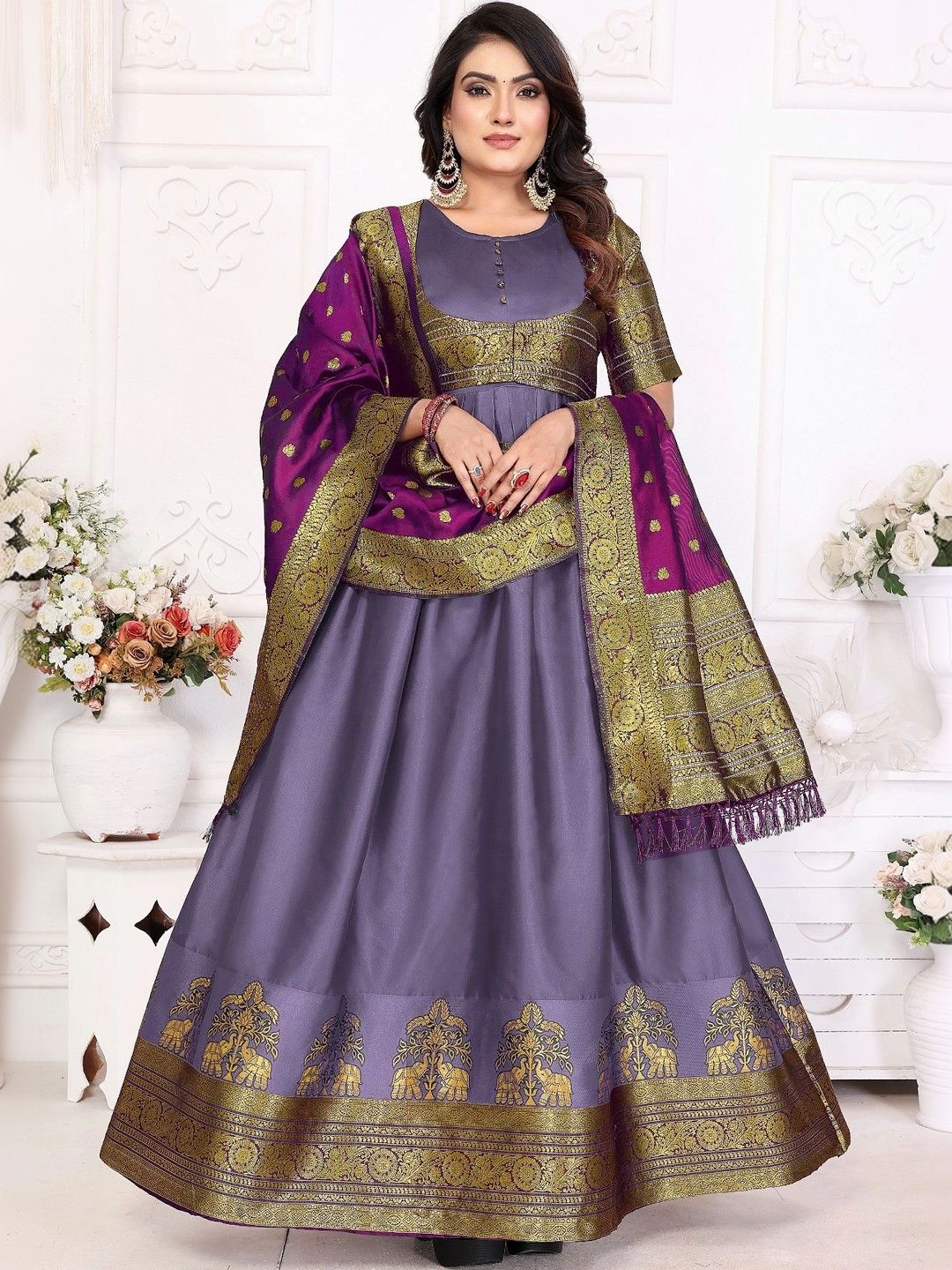Kinjhit Fashion Woven Design A-Line Ethnic Dresses-picture-19