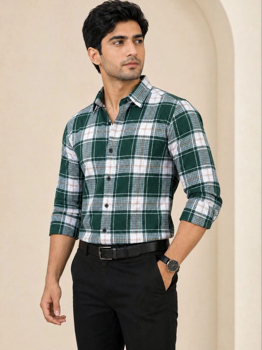 TUSHREE BOUTIQUE Men Classic Tartan Checks Checked Casual Shirt-picture-49
