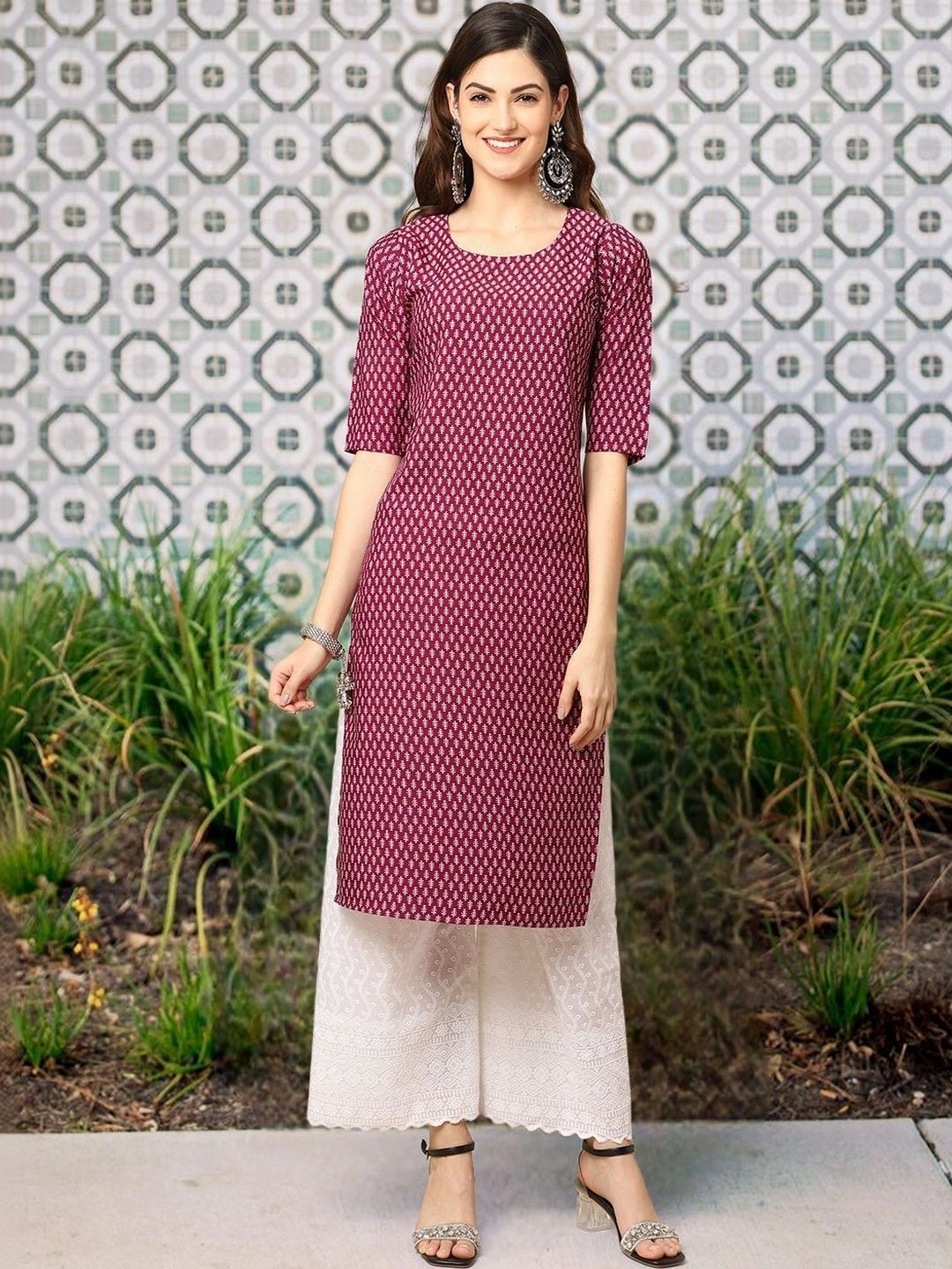 HERE&NOW Women Pack of 3 Ethnic Motifs Printed Crepe Kurta-picture-33
