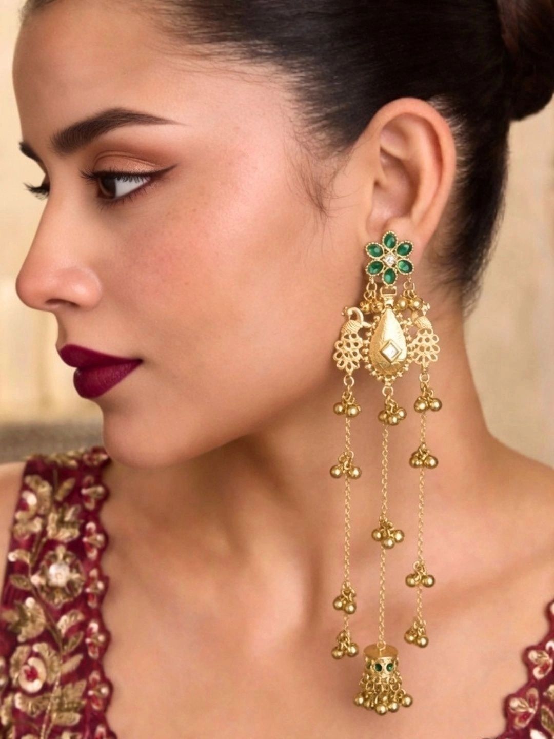 SAVIIAS STUDIOZ Peacock Shaped Drop Earrings-picture-47