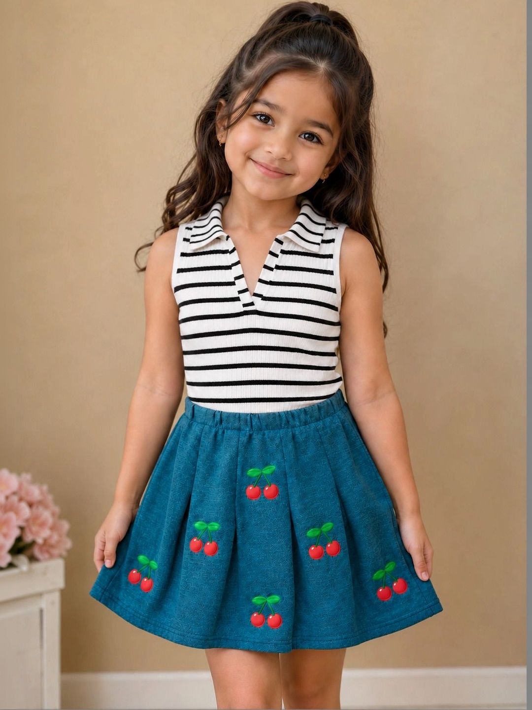 Ninas Girls Striped Top with Skirt-picture-28