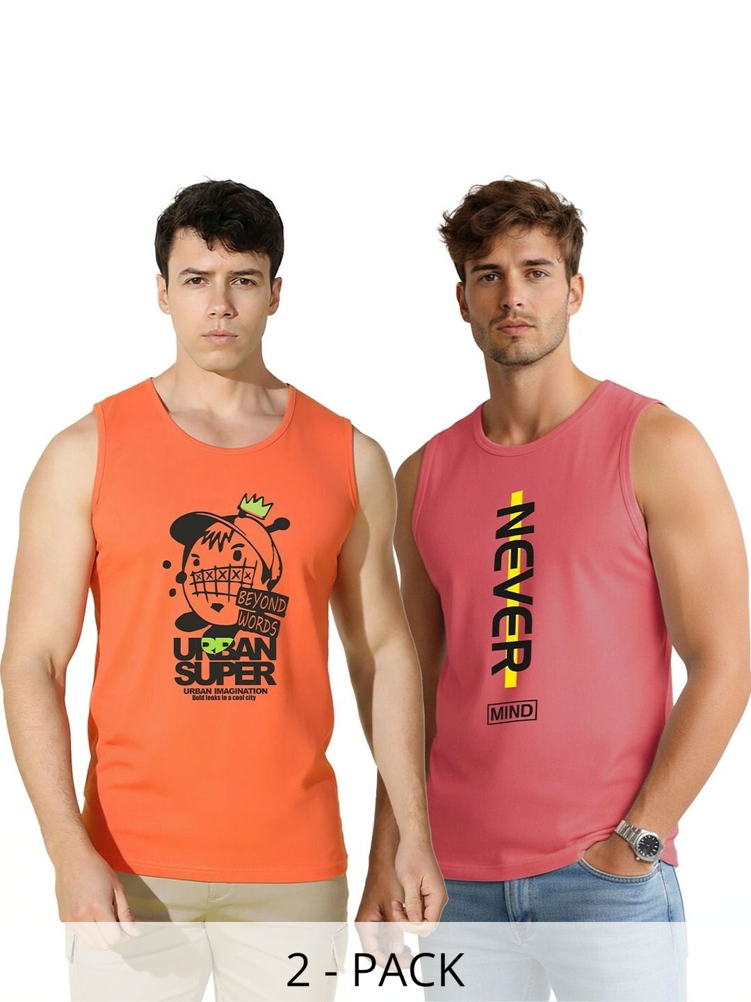 MINISTRY OF FRIENDS Pack of 2 Printed Cotton Gym Vest-picture-22