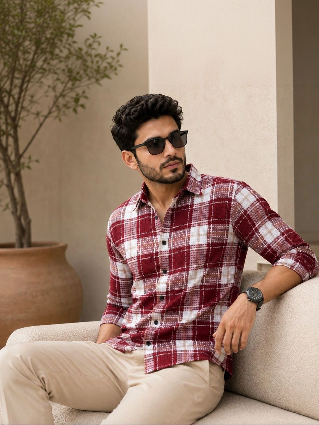 TUSHREE BOUTIQUE Men Classic Tartan Checks Checked Casual Shirt-picture-17