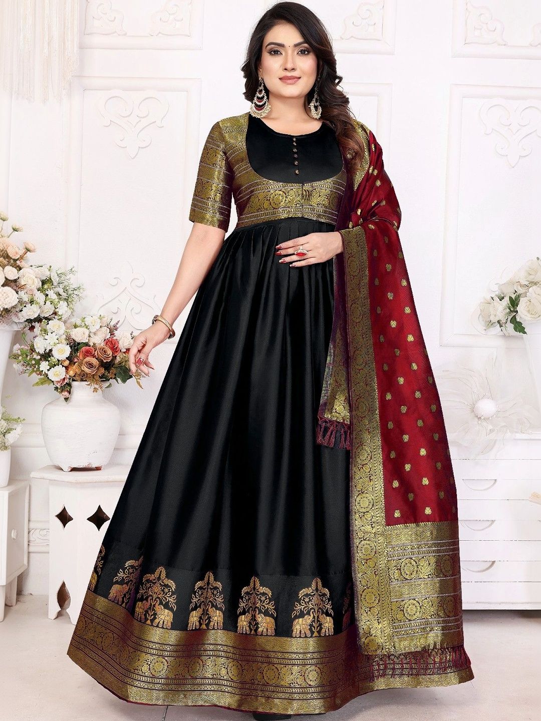 Kinjhit Fashion Woven Design A-Line Ethnic Dresses-picture-16