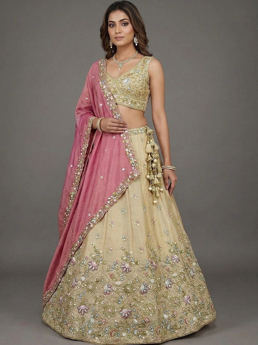 panchhi Embroidered Sequinned Semi-Stitched Lehenga & Blouse With Dupatta-picture-53