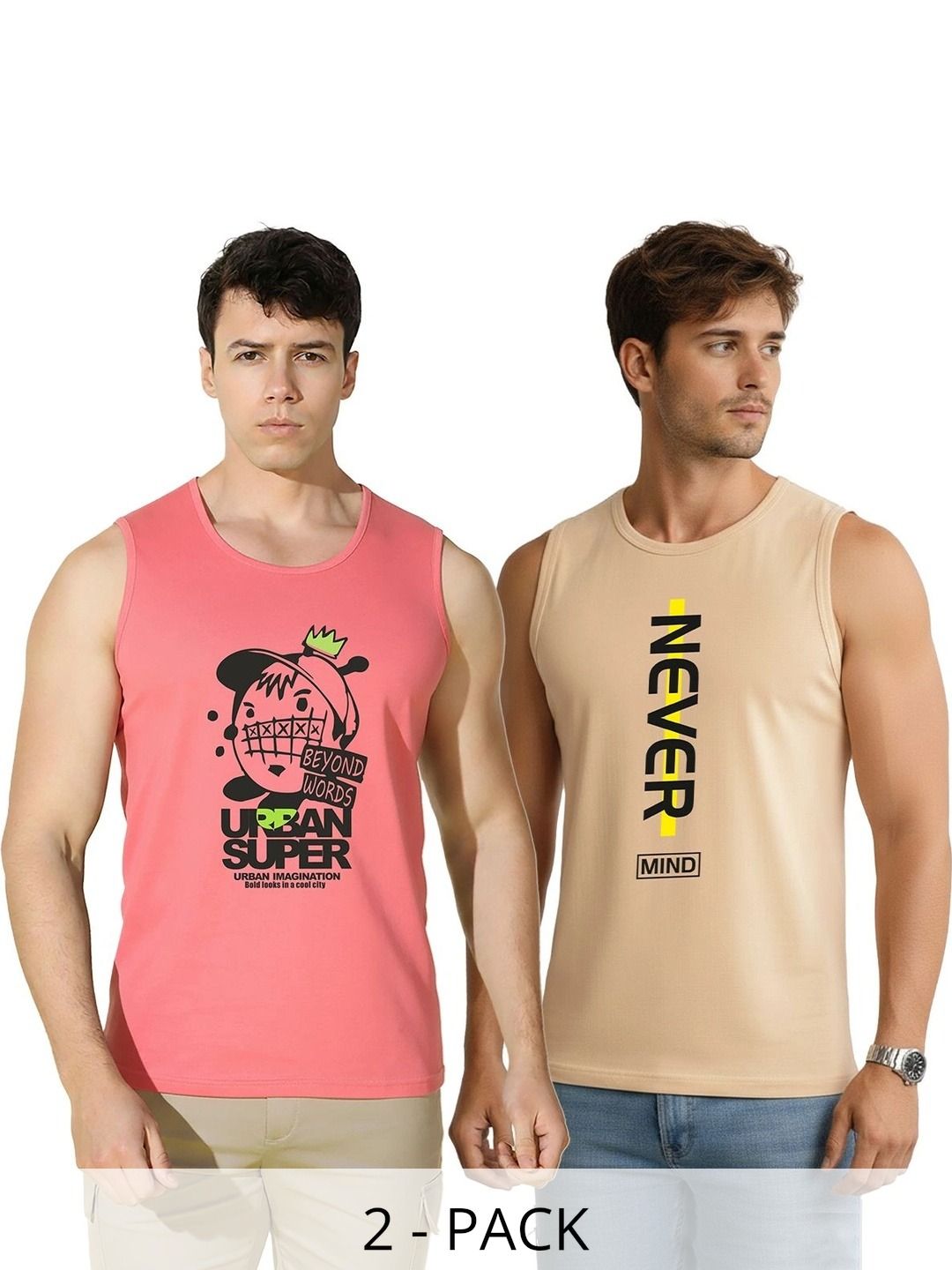 MINISTRY OF FRIENDS Pack of 2 Printed Cotton Gym Vest-picture-26
