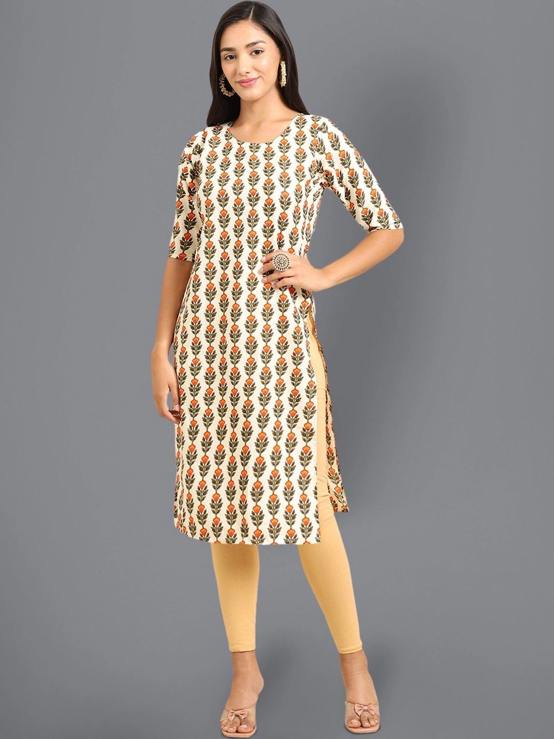 HERE&NOW Women Ethnic Motifs Printed Crepe Kurta-picture-20