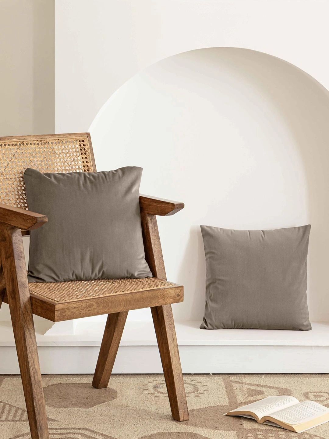 Myntra Elegant Homes Brown Set of 2 Velvet Square Cushion Covers-image-31