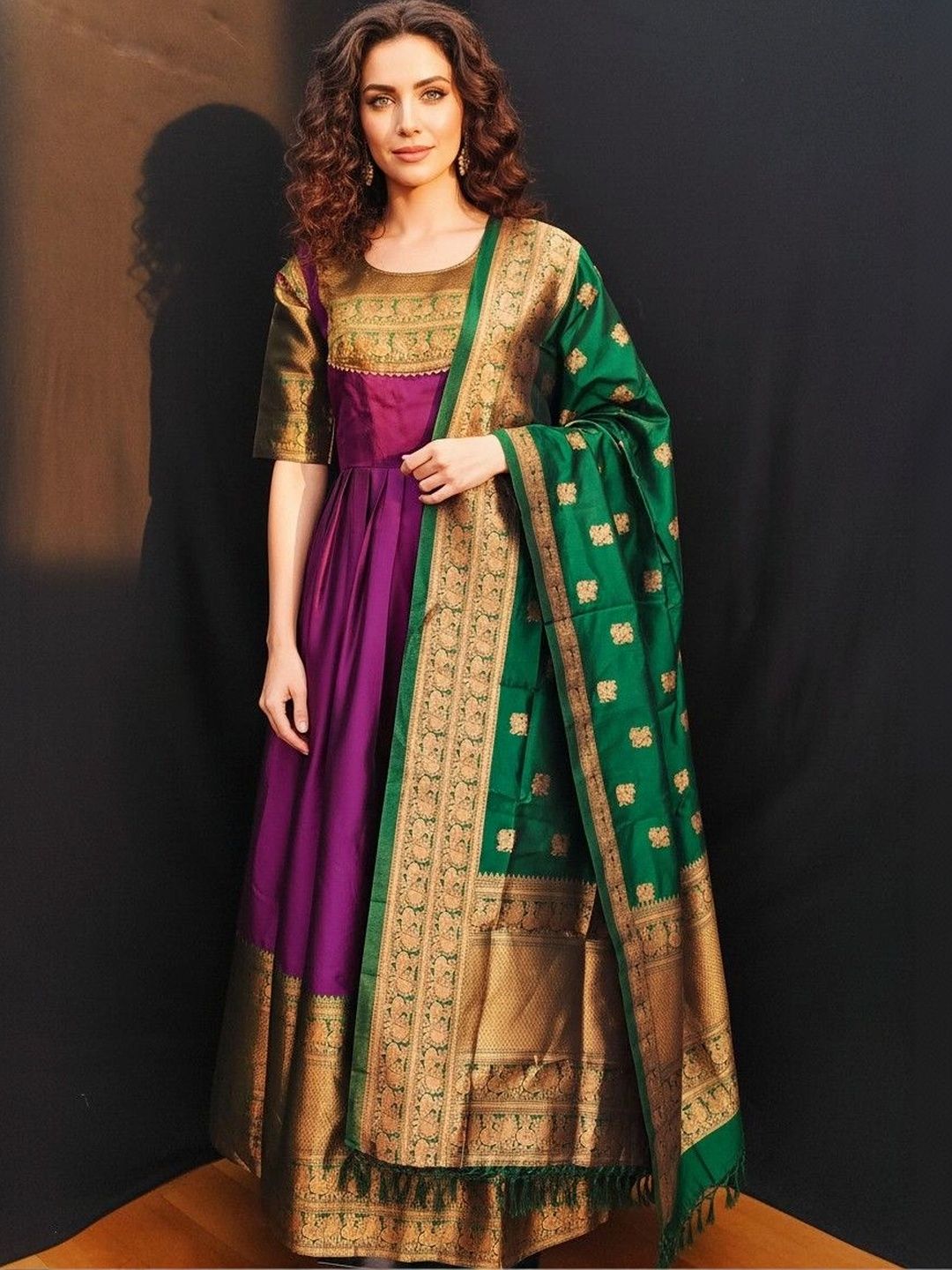 Kinjhit Fashion Woven Design A-Line Ethnic Dresses-picture-52