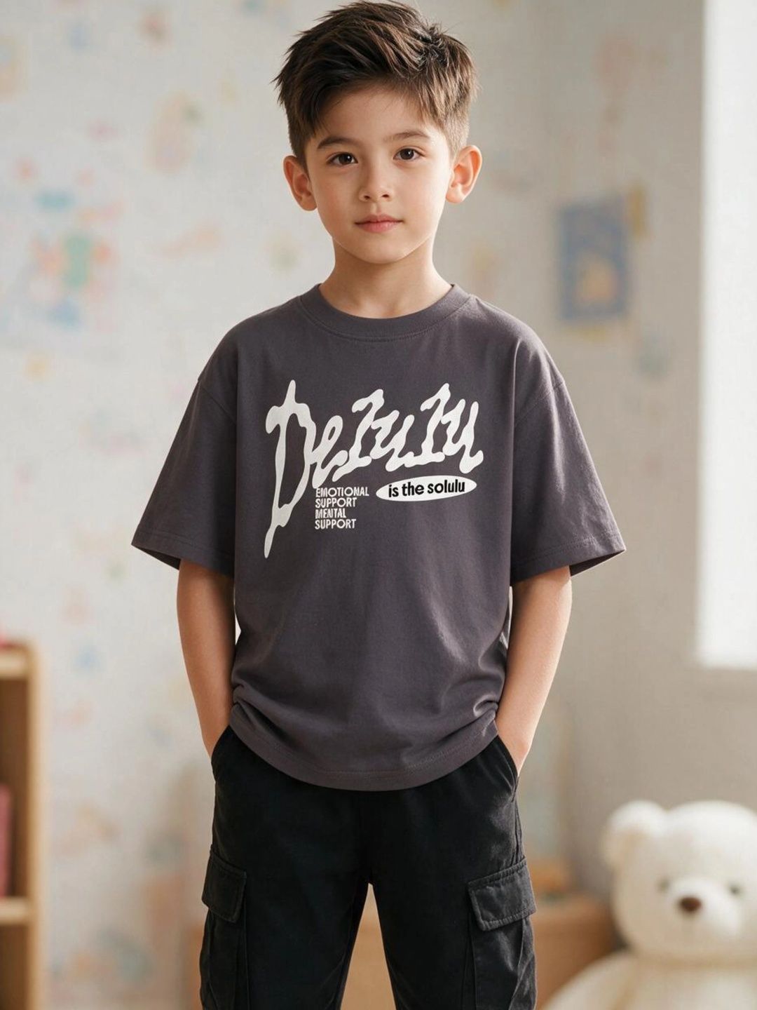 TeeSlix Kids Typography Printed Drop-Shoulder Sleeves T-shirt-picture-27
