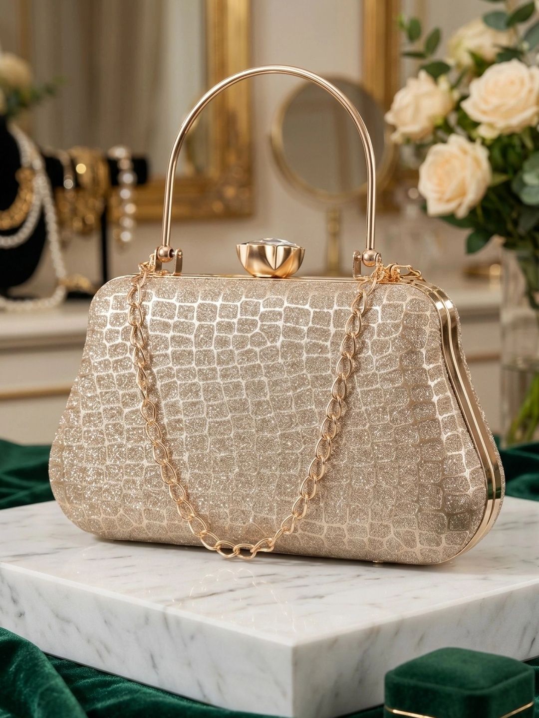MISHA Textured Embellished Box Clutch-picture-34