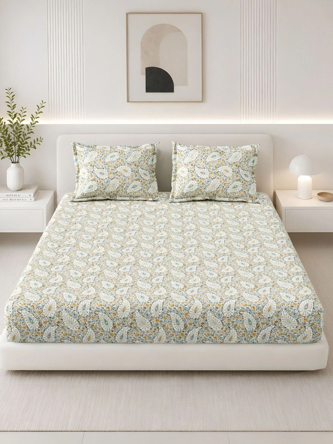 Homeful Style Blue Floral 180 TC Queen Bedsheet with 2 Pillow Covers-picture-23