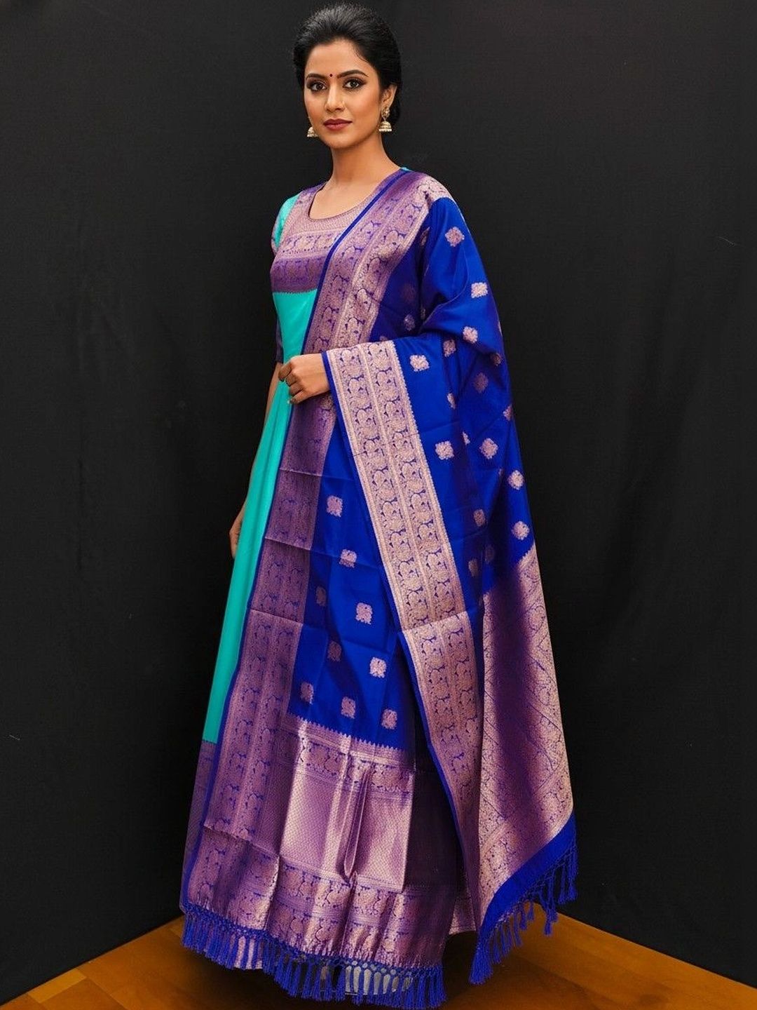 Kinjhit Fashion Patterned Ethnic Gown Dress With Dupatta-picture-40