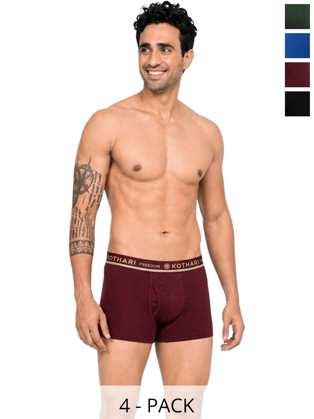 Kothari Pack of 4 Cotton Assorted Solid Trunks-picture-18