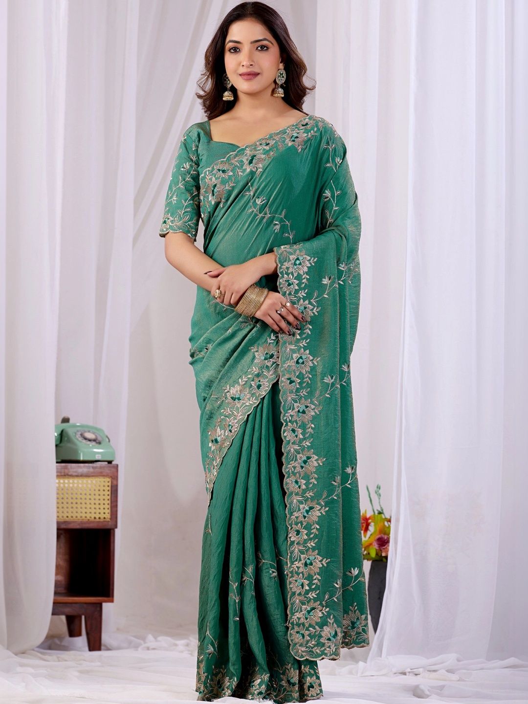 all about you Floral Embroidered Tissue Designer Saree-picture-31