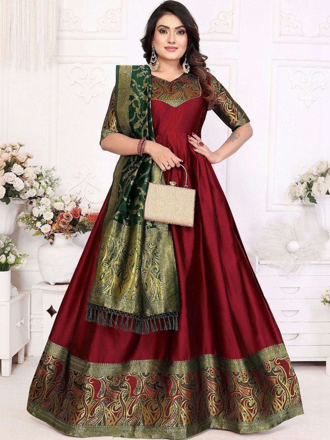 Kinjhit Fashion Woven Design A-Line Ethnic Dresses-picture-11