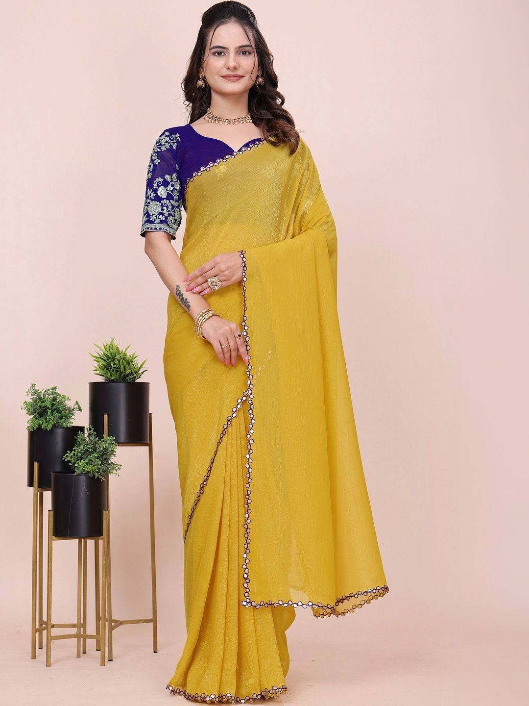 all about you Mirror Work Poly Georgette Designer Saree-picture-25