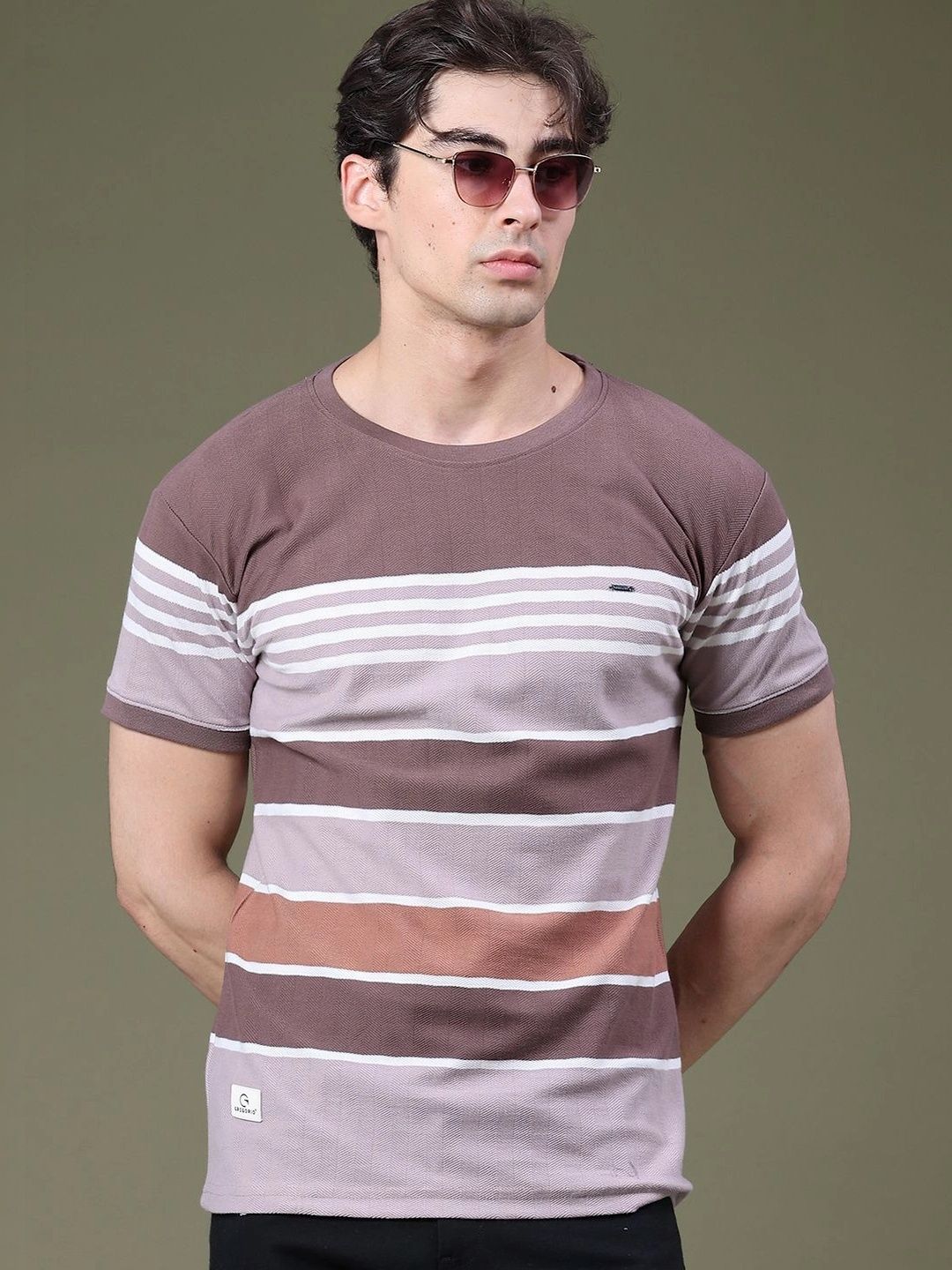 V-Mart Men Striped Slim Fit T-shirt-picture-34