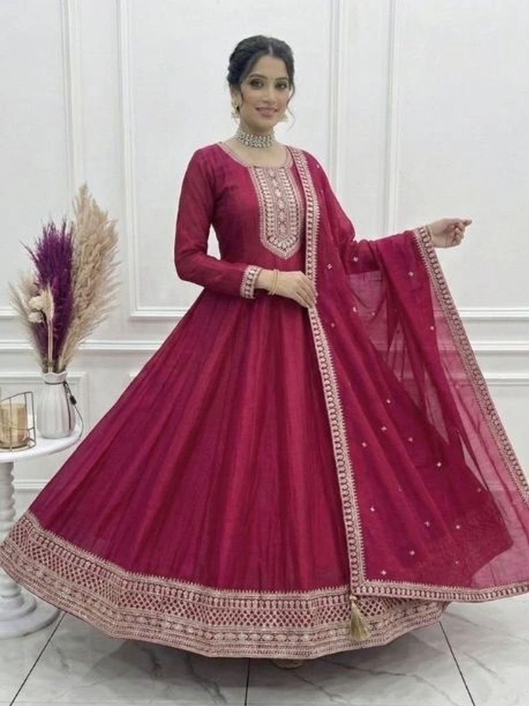 all about you Ethnic Motifs Embroidered Maxi Dress-picture-3