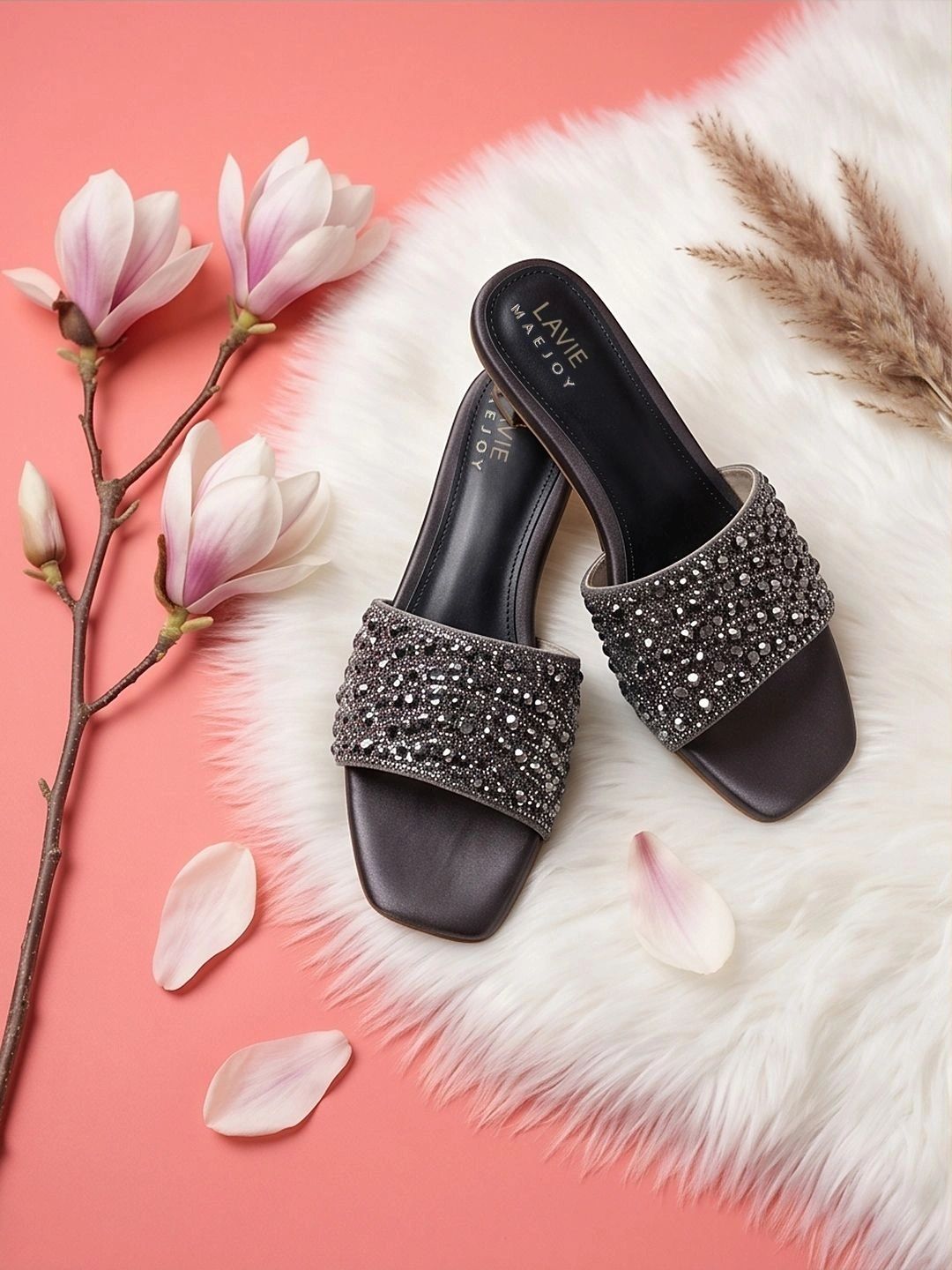 Lavie Embellished PU Party Kitten Mules-picture-40