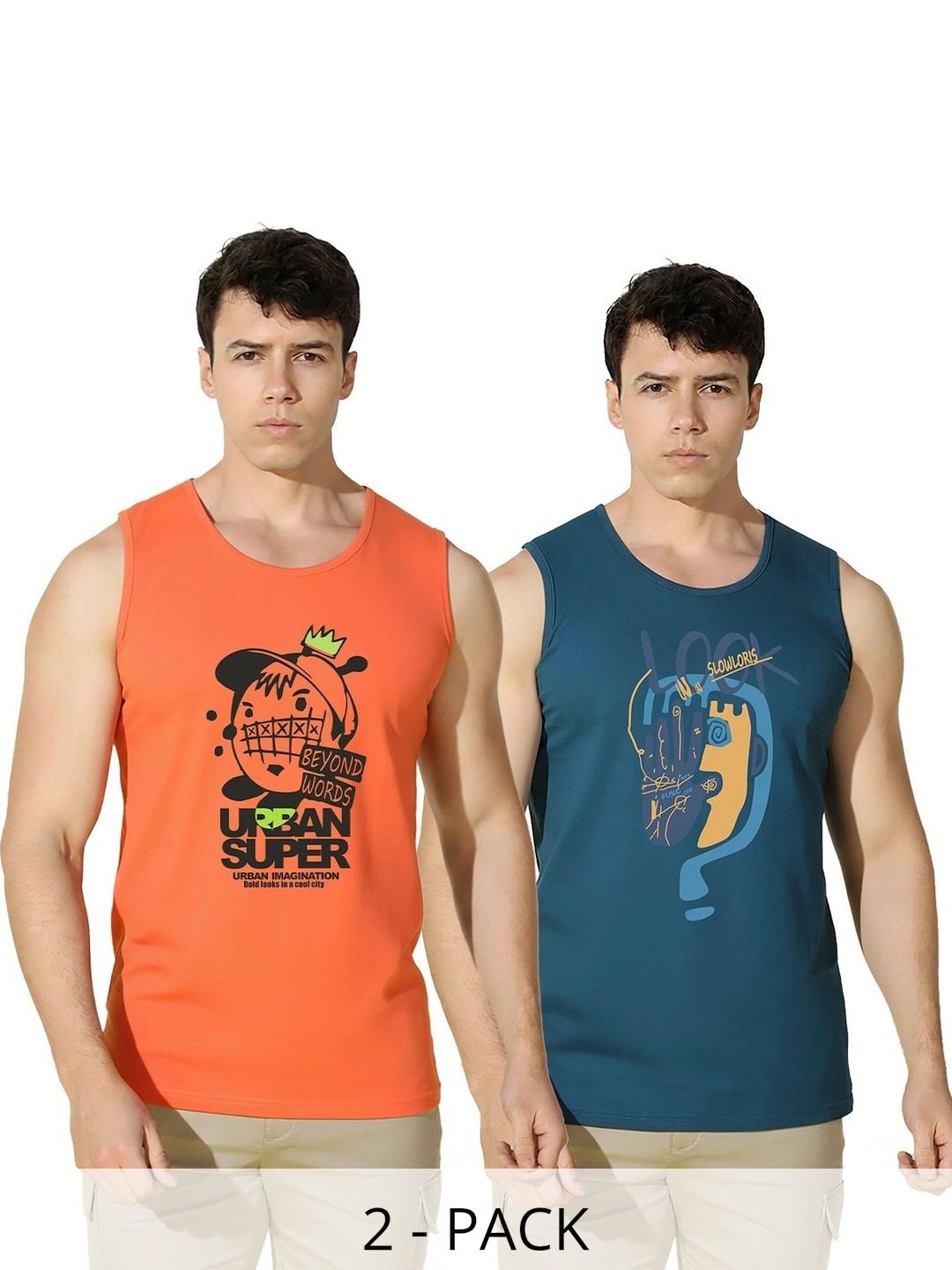 MINISTRY OF FRIENDS Pack of 2 Printed Cotton Tank-picture-33