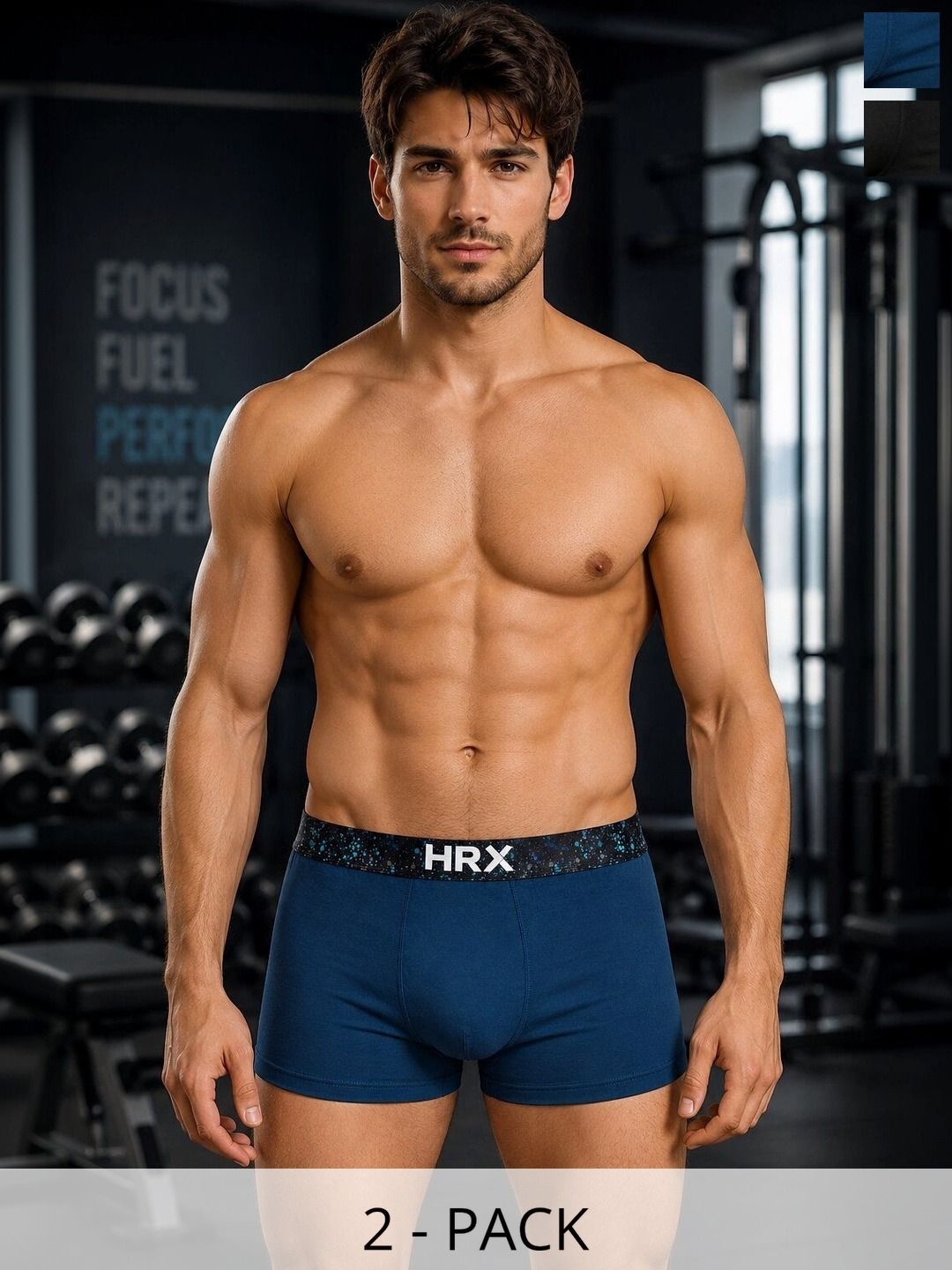 HRX by Hrithik Roshan Pack of 2 Cotton Blend Assorted Printed Trunks-picture-39