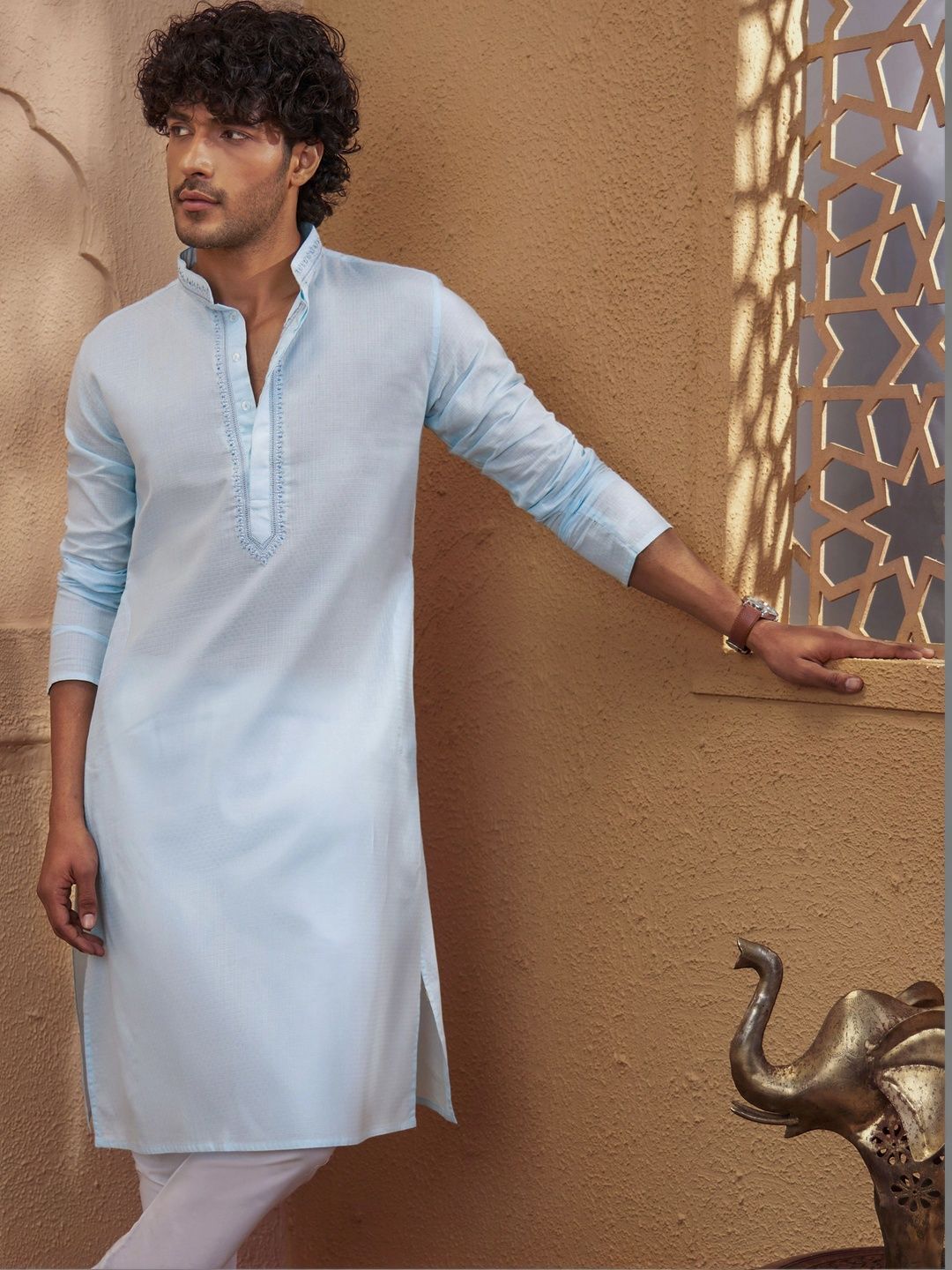 VASTRAMAY Men Thread Work Jacquard Kurta-picture-54