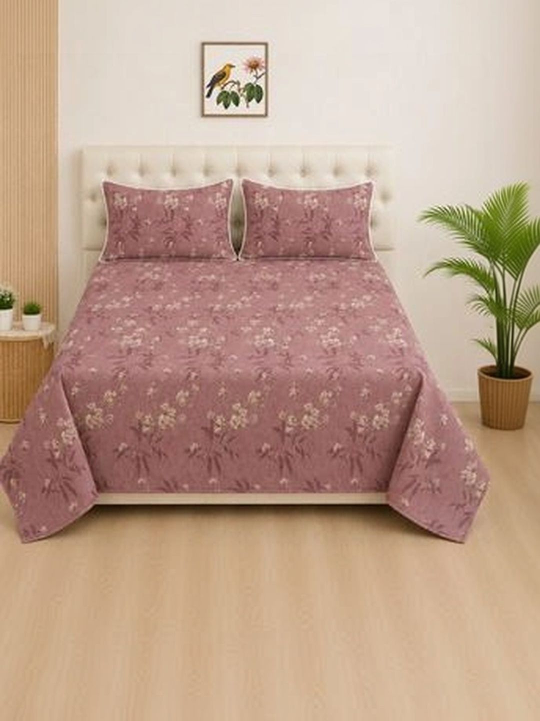 Luxmi Cotton Fabrics Multicoloured 210 TC Queen Bedsheet with 2 Pillow Covers-picture-30