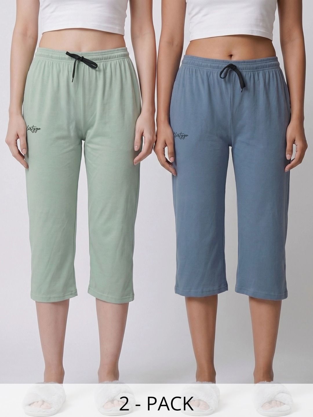 FFLIRTYGO Pack Of 2 Pure Cotton Mid-Rise Lounge Pants-picture-35