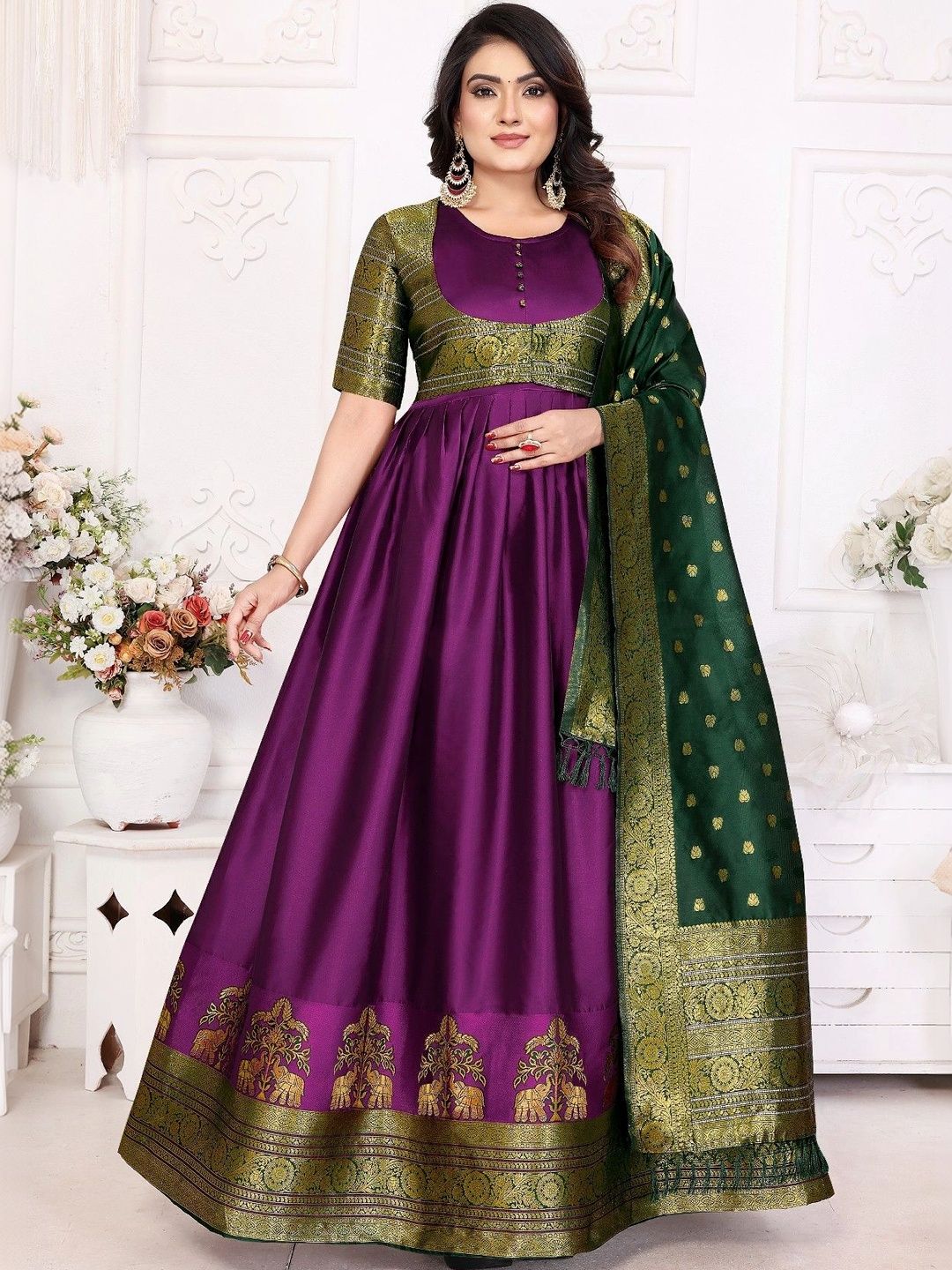 Kinjhit Fashion Woven Design A-Line Ethnic Dresses-picture-15