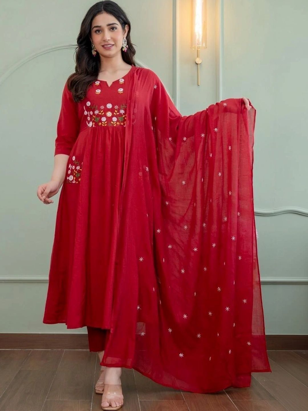 RAMYA FASHION Women Floral Embroidered Thread Work Floral Anarkali Kurta-image-28