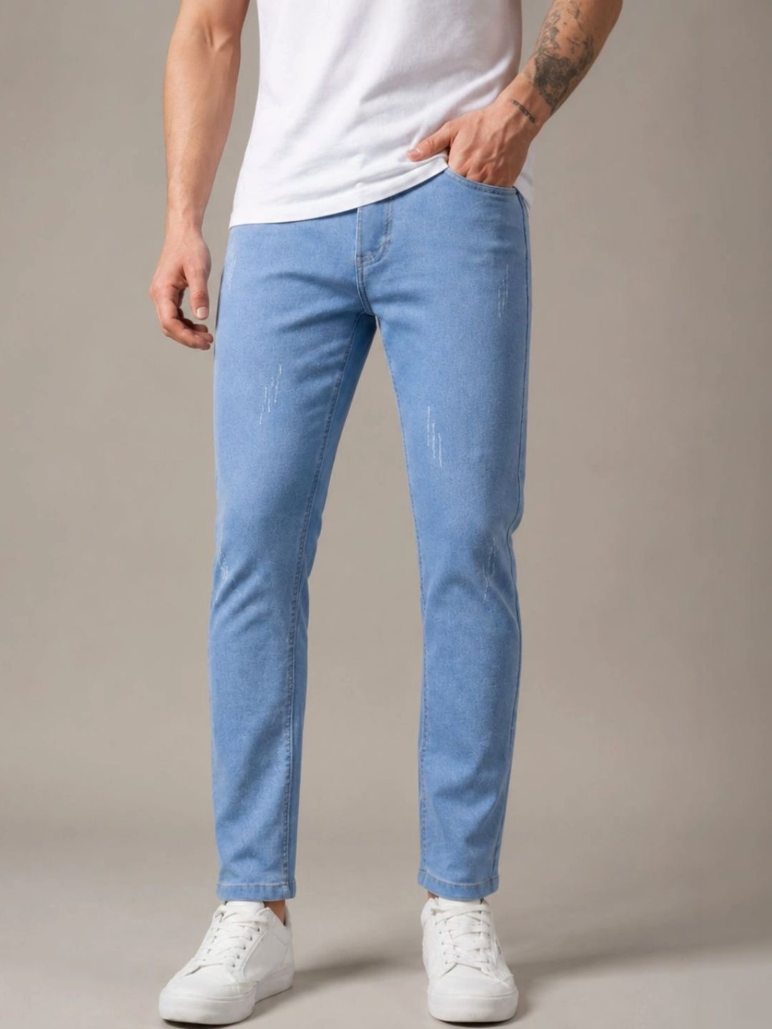 BREXX Men Jean Slim Fit Mid-Rise Low Distress Stretchable Jeans-picture-12