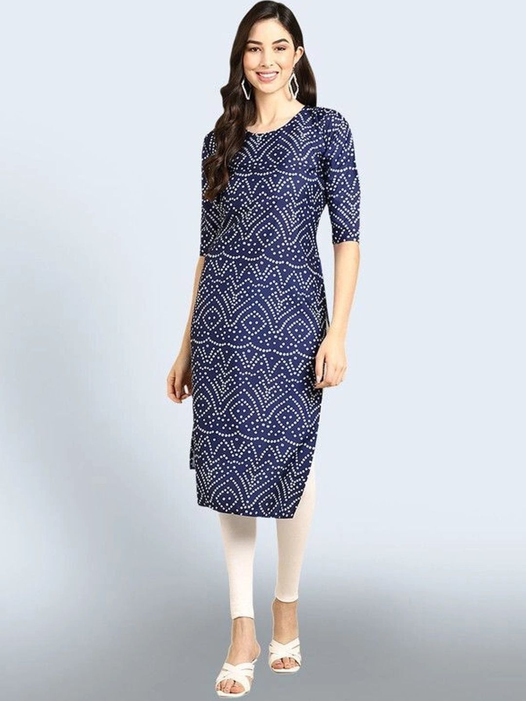 HERE&NOW Women Ethnic Motifs Printed Crepe Kurta-picture-36